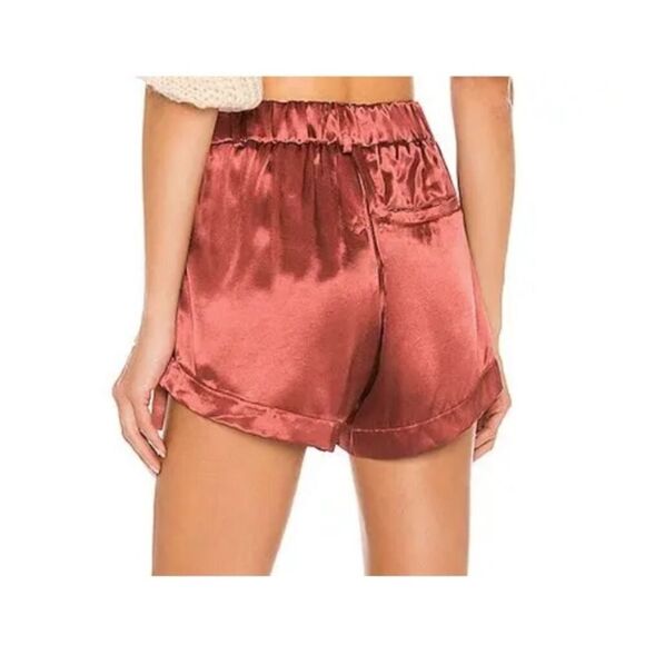 FREE PEOPLE | Roma Rust Satin Look Shorts Cherry Mahogany Women’s Size Small - Picture 2 of 10